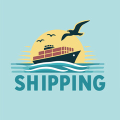 shipping boat logo illustration