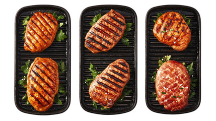 Poster - Grilled Meats Collection on Grills With Fresh Herbs and Spices Generative AI