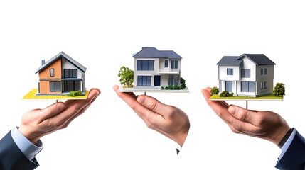 Poster - Hands Holding Model Houses Illustrate Real Estate Ideas Generative AI