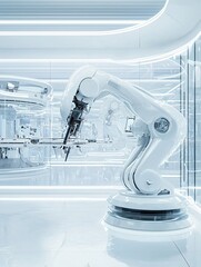 Poster - A futuristic AI laboratory where scientists and robots collaborate, advanced machinery, holographic displays, a sense of innovation