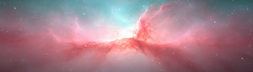 Wall Mural - Cosmic Rose Nebula: A breathtaking view of a vibrant nebula, swirling with shades of pink and teal, creating a celestial masterpiece. Perfect for science fiction, fantasy, or space-themed projects. 