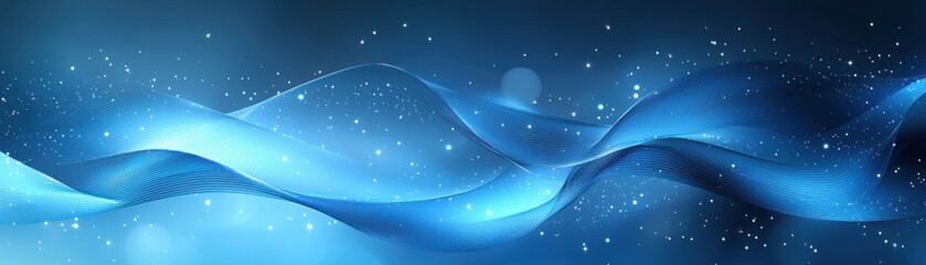 Poster - Abstract Blue Wave Background Sparkle Flow Energy Design
