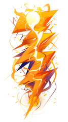 Poster - yellow lightning strike element simple, cartoon style lightning