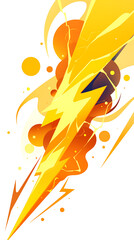 Poster - yellow lightning strike element simple, cartoon style lightning