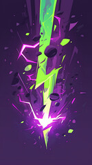 Poster - lightning strike element simple, cartoon style lightning