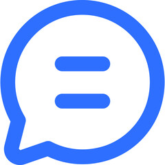 Poster - A Blue Speech Bubble Icon Featuring Two Horizontal Lines Signifies Conversation or Messaging in a Simple Design