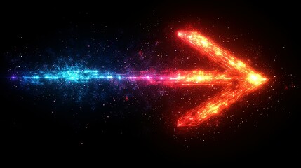 Fototapete - Glowing Right Arrow with Sparkles on Black Background