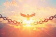 © darshika - Forgive concept  Silhouette of bird flying and broken chains at sunset background