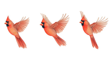Poster - Northern Cardinals in Flight Showcasing Their Vibrant Plumage Generative AI