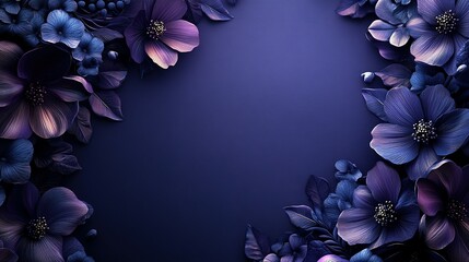 Wall Mural - Purple and Blue Flower Frame with Textured Background