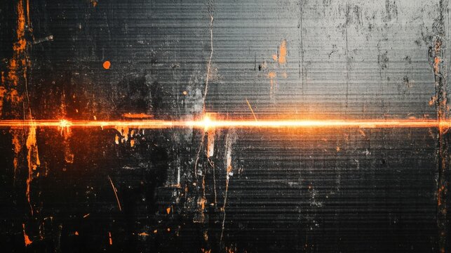 Blank grained and scratched film strip texture background with heavy grain, dust, and light leak. Real lens flare shot in studio over black background; easy to add as overlay or screen filter