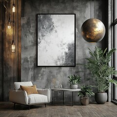 Wall Mural - Industrial Living Room.