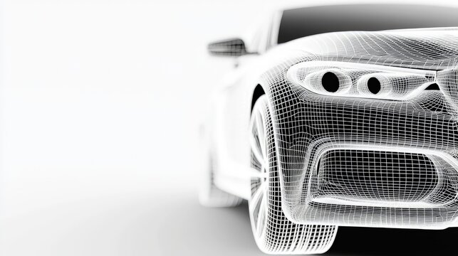 Futuristic Wireframe Model of a Luxury Car Design Concept