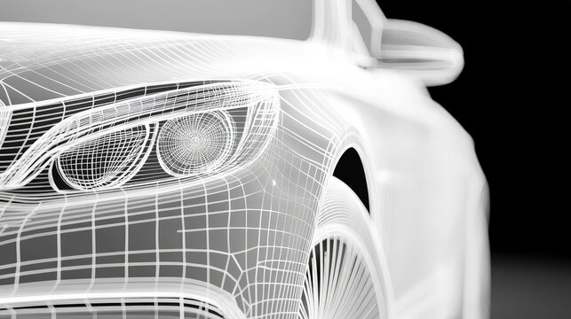 Stunning 3D Wireframe Rendering of a Modern Car Design