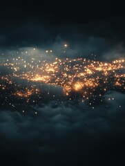 Wall Mural - abstract night sky with glowing stars and bokeh lights background.