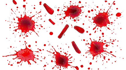 Poster - collection of red blood splashes for crime scene design elements generative ai
