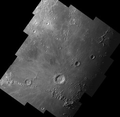 Wall Mural - photo of the moon's surface through a telescope. composite panoramic image.