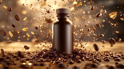 Artistic 3D Depiction of Matte Brown Plastic Bottle