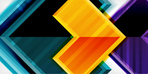 Poster - Arrow symbols created with 3d effects and line texture geometric abstract background