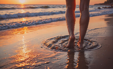 Aufkleber - Woman's feet are in the water at the beach
