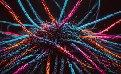 Poster - Bunch of colorful wires are tangled together