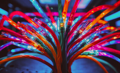 Poster - Bunch of colorful wires are connected to a light