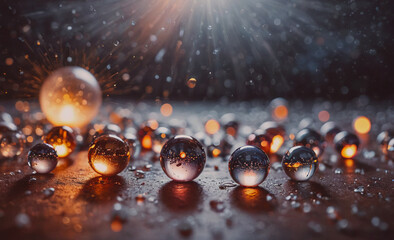Poster - Bunch of marbles are on a table