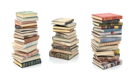 Poster - Stacks of Vintage Books Arranged Neatly on a Transparent Background Generative AI