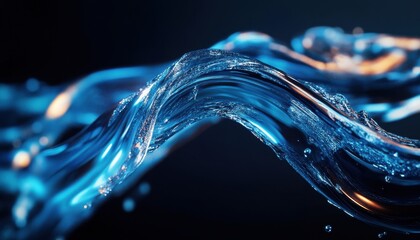 Poster - A Close-Up of a Swirling, Blue Water Wave with Glimmering Lights