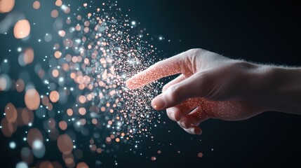 Poster - A human hand reaching out to touch a glowing binary code sequence, suggesting the interaction between humans and the digital world.