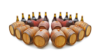 Poster - Wooden Oak Barrels on a Transparent Background Generative AI