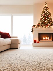 Poster - A festive living room with a large fireplace, decorated with garlands and candles, setting the stage for cherished Christmas moments.