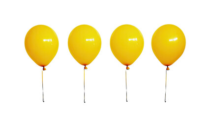 Bright Yellow Balloons Set Against a Transparent Background Generative AI