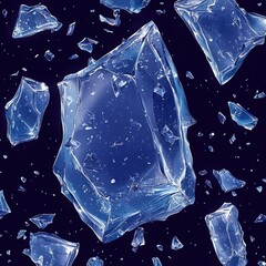 Poster - Create stunning high-detail art of a shattered ice effect in sharp blue colors