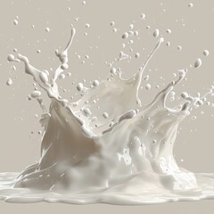 Poster - Create a stunning illustration of a realistic milk splash effect in bright white tones