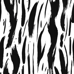 Poster - A bold black-and-white abstract pattern resembling brush strokes or animal print, creating a dynamic and high-contrast texture. Ideal for backgrounds, fashion prints, or modern decor.