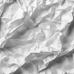 Poster - A highly detailed texture of crumpled white paper, showcasing complex folds and shadow patterns. Ideal for use in backgrounds, texture overlays, or conceptual design projects.
