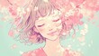 © Hamupata - 桜に包まれるリラックスした女性