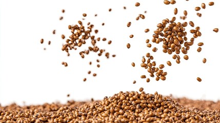 Poster - falling beans create a dynamic spread across a flat surface generative ai