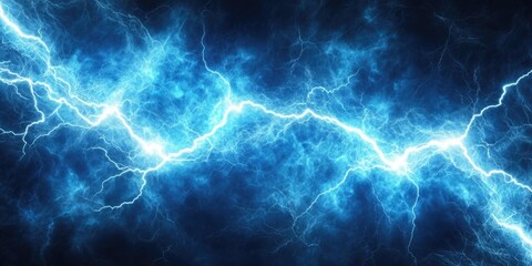 Poster - A blue background features striking white lightning bolts, creating an abstract visual effect. The bold contrast of blue and white captures attention effectively.