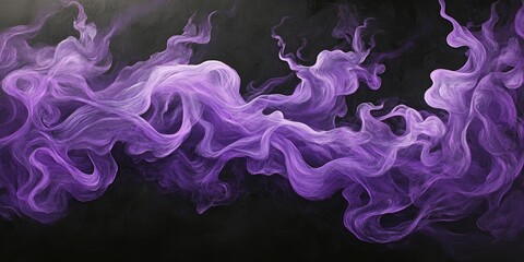 Poster - A striking abstract representation of purple flames intertwined with smoke set against a dark backdrop creates a compelling and powerful visual impact.