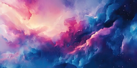 Wall Mural - abstract artwork featuring a cosmic background created through watercolor techniques. the piece enca