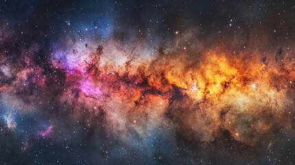 Wall Mural - panoramic fantasy photography capturing the vibrant beauty of nebulae and galaxies in space. ideal f