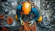 © DREAMERLYN STUDIO - High-angle view of a climber construction worker securing equipment on a building site, showcasing essential safety practices and attention to detail.