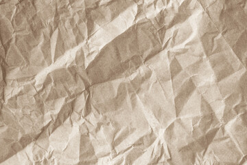 Wall Mural - Crumpled brown paper texture background for design with copy space for text or image.