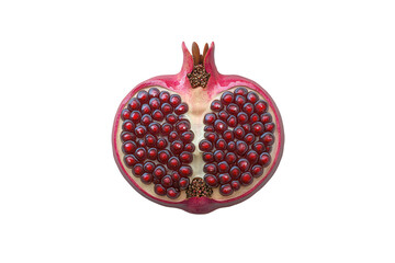 Canvas Print - Fresh pomegranate cut in half, showcasing vibrant red seeds and juicy interior. This fruit is known for its health benefits and rich flavor