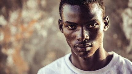 Aufkleber - Young African man posed with a blurred background, emphasizing his expression and style, creating a striking image with ample copy space for text or branding.