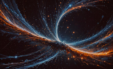 Poster - spiral galaxy with orange and blue colors