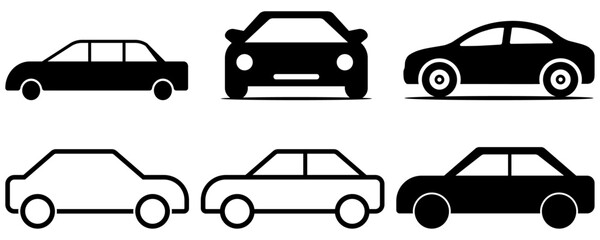 Poster - Car icon set vehicle tranportation automobile eco friendly drive travel trafic speed not allow warning sign symbol vector flat design