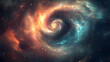 © Nadiyah - A swirling nebula of gas and dust in space, with colors of orange, blue, and white.